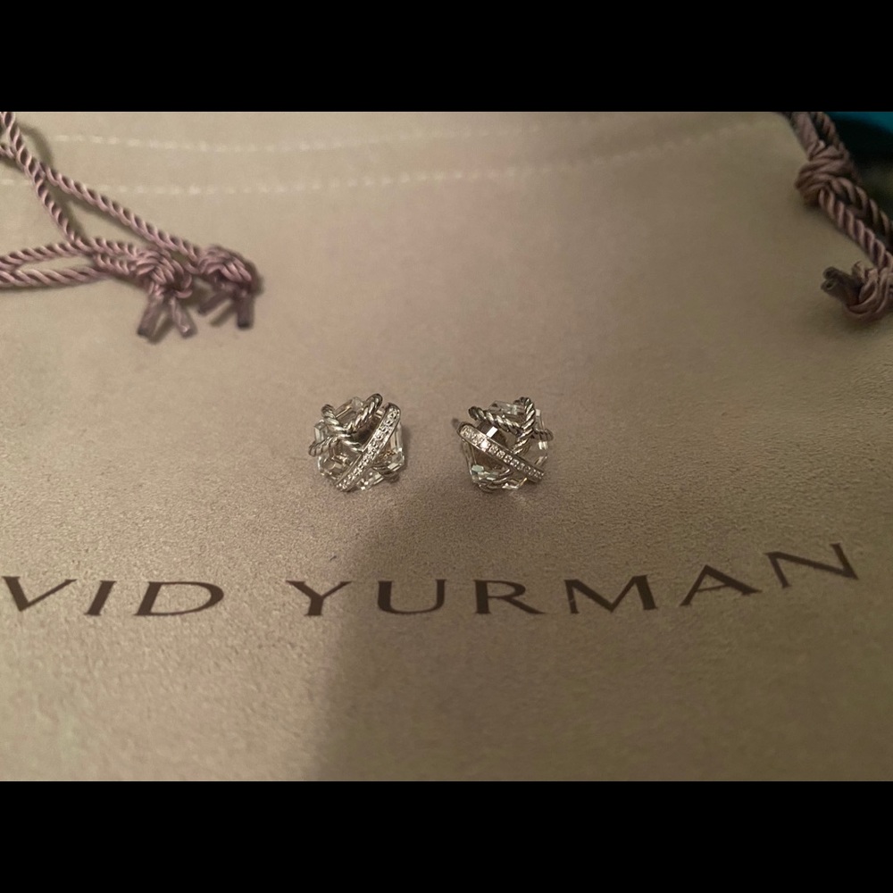 David Yurman White Topaz Cable Wrap earrings